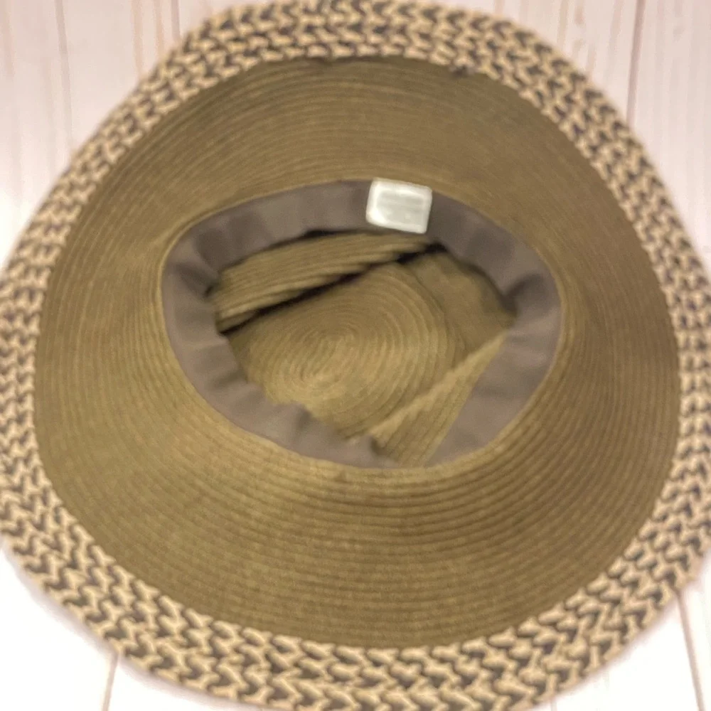 Karen Keith Wide Brim Boho Hat Women's Beeded‎ Olive Size Medium